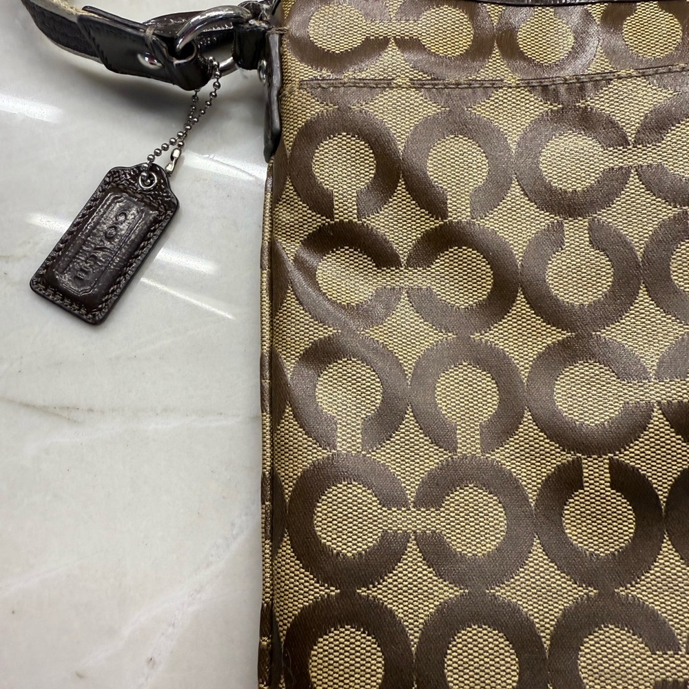 Coach Signature Brown and Tan Crossbody Bag - Picture 4 of 8